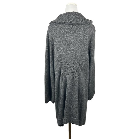 Alfani Cardigan Sweater Coat Women L Gray Knit Long Button Pockets Collared Cozy - Picture 5 of 14